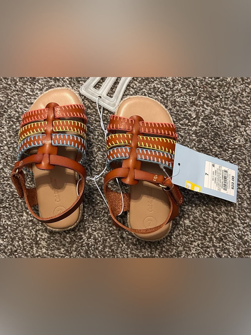 Cat & Jack Brown Sandals with Color Stitching